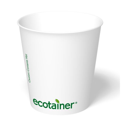 Ecotainer® Paper Hot Cup 10oz, White, Unwrapped